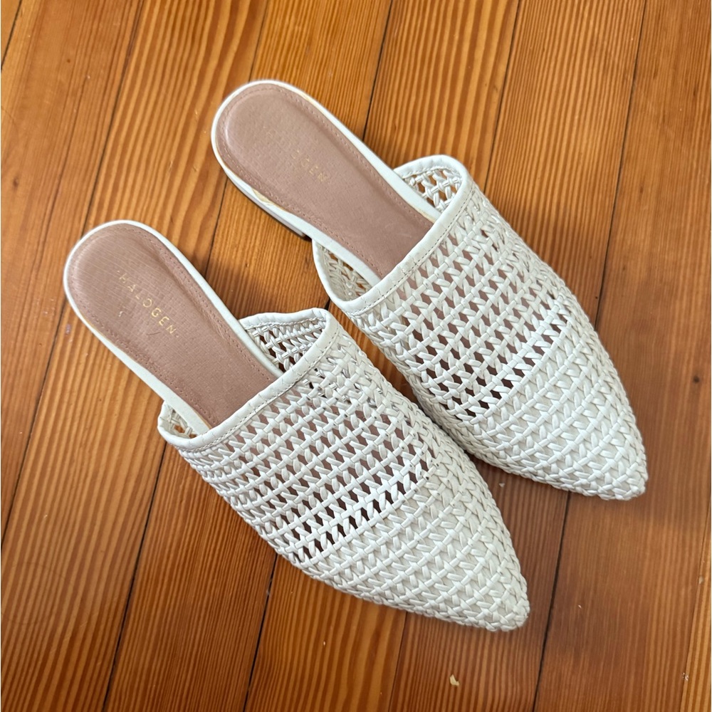 Halogen white woven mules size 7